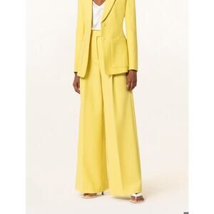 Dorothee Schumacher Linen Yellow Wide Leg Trouser Pant Size 5 XL extra large